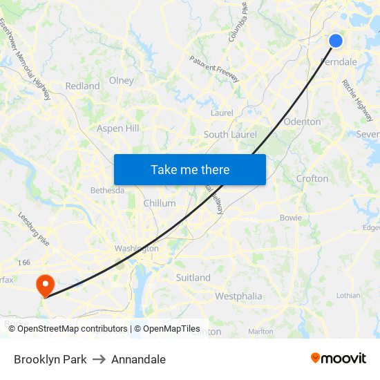 Brooklyn Park to Annandale map