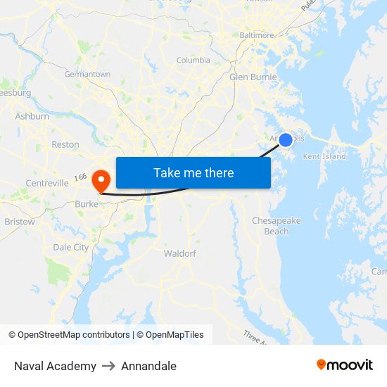 Naval Academy to Annandale map