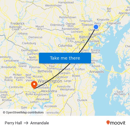 Perry Hall to Annandale map