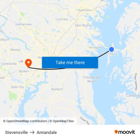 Stevensville to Annandale map