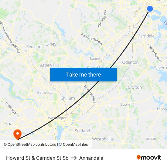 Howard St & Camden St Sb to Annandale map