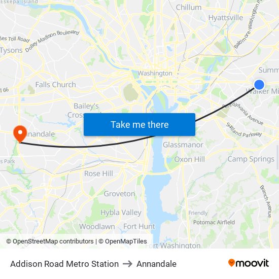 Addison Road Metro Station to Annandale map