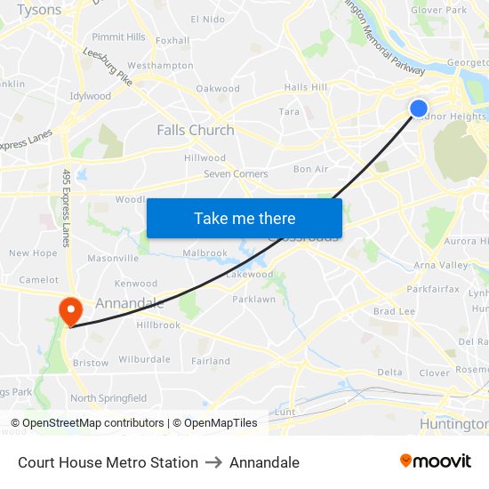 Court House Metro Station to Annandale map