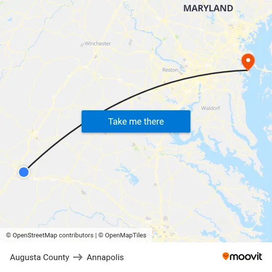 Augusta County to Annapolis map