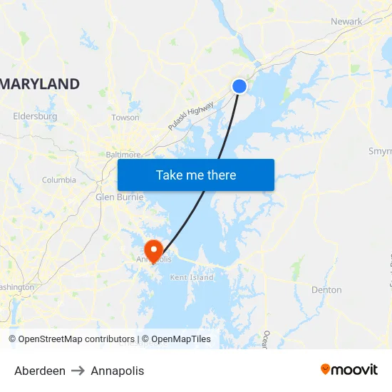 Aberdeen to Annapolis map