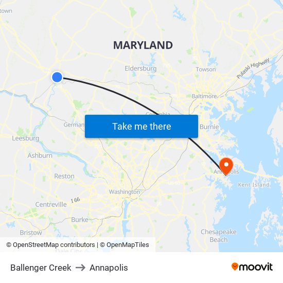 Ballenger Creek to Annapolis map