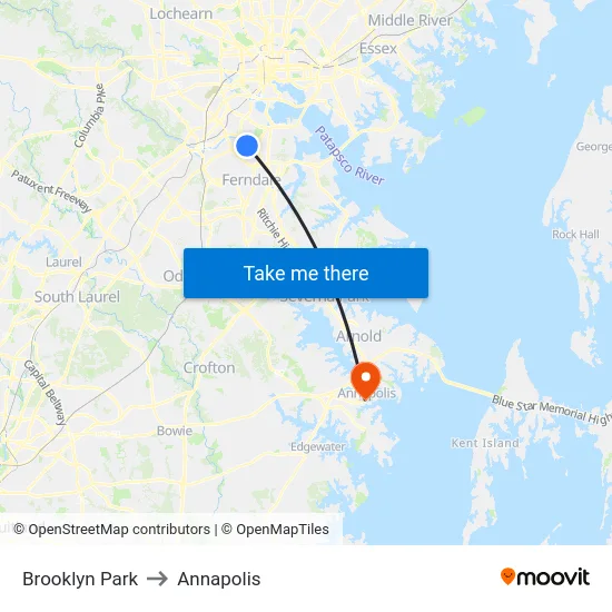 Brooklyn Park to Annapolis map
