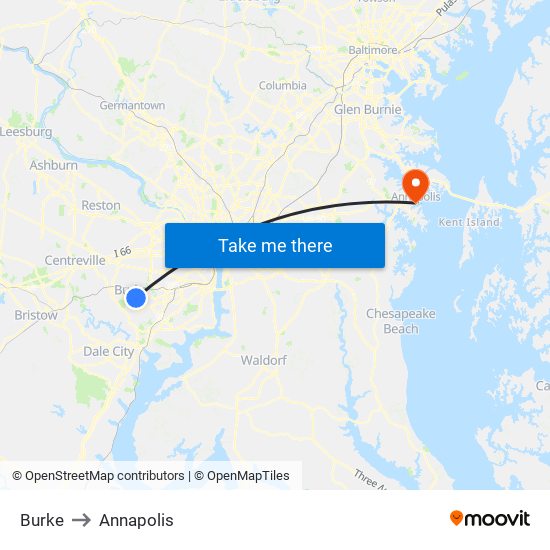 Burke to Annapolis map