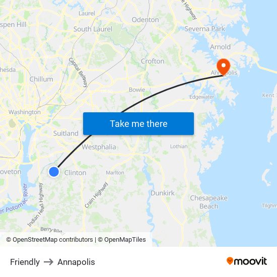 Friendly to Annapolis map