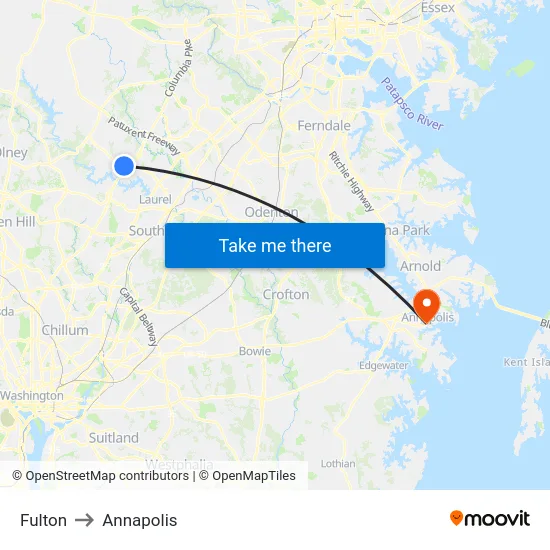 Fulton to Annapolis map