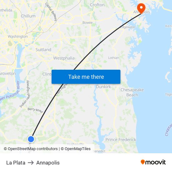 La Plata to Annapolis map