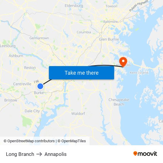 Long Branch to Annapolis map