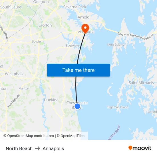 North Beach to Annapolis map
