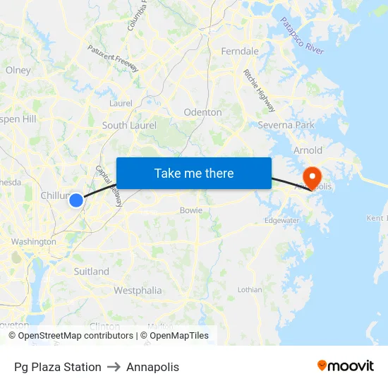 Pg Plaza Station to Annapolis map