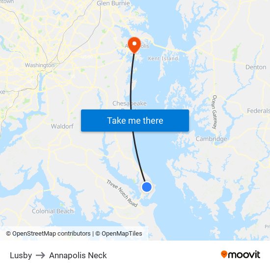 Lusby to Annapolis Neck map