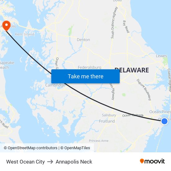 West Ocean City to Annapolis Neck map