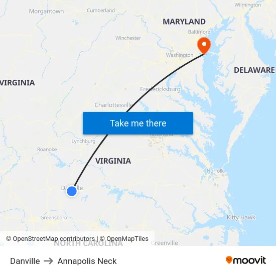 Danville to Annapolis Neck map