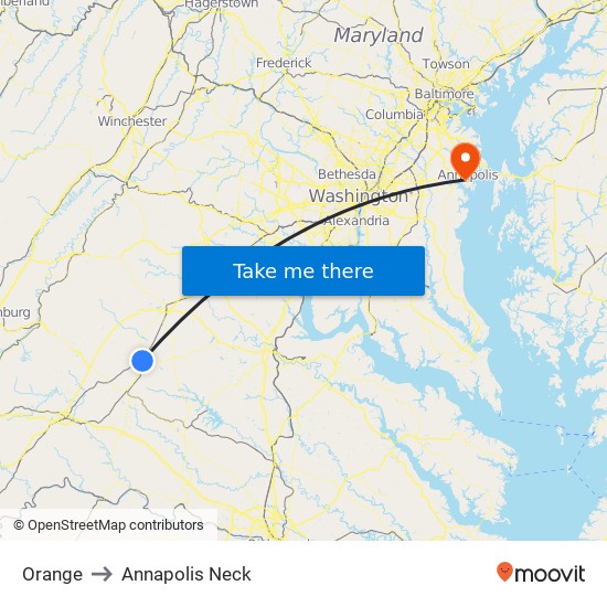 Orange to Annapolis Neck map