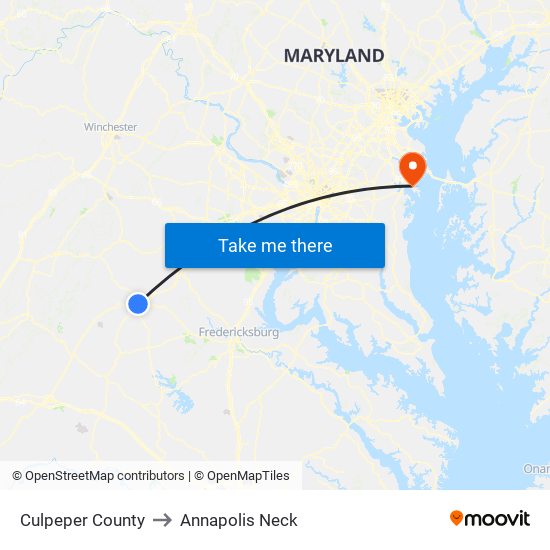 Culpeper County to Annapolis Neck map