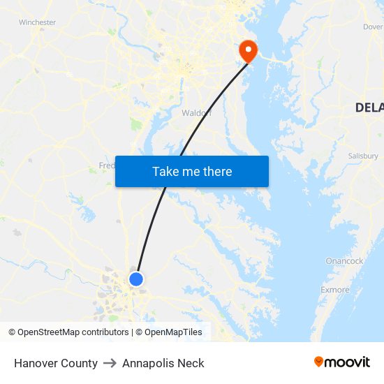 Hanover County to Annapolis Neck map