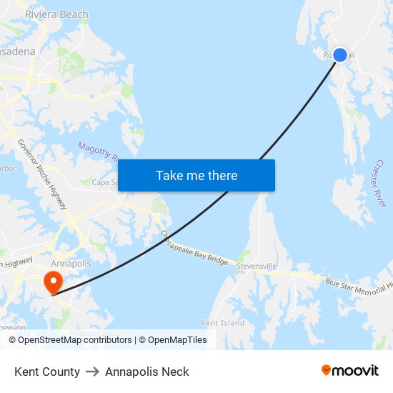 Kent County to Annapolis Neck map