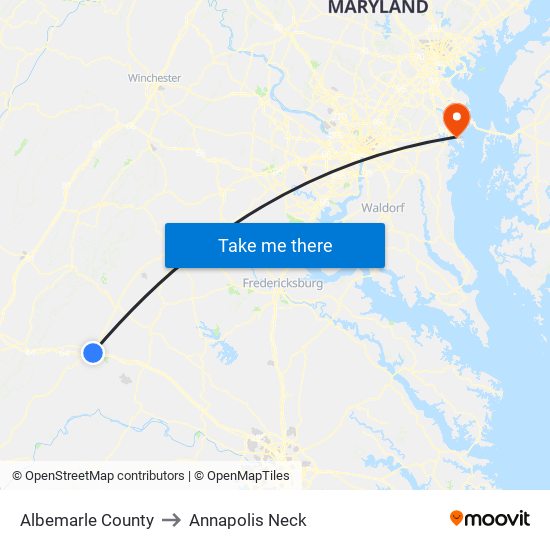 Albemarle County to Annapolis Neck map
