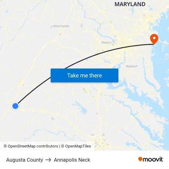 Augusta County to Annapolis Neck map