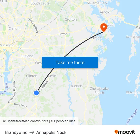 Brandywine to Annapolis Neck map