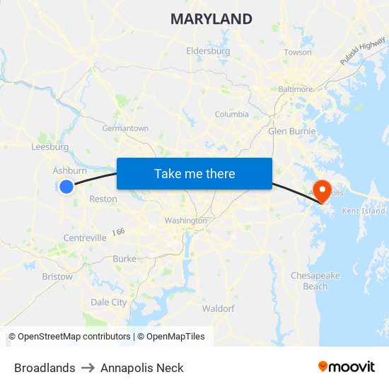 Broadlands to Annapolis Neck map