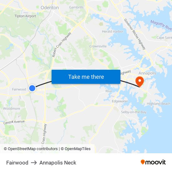 Fairwood to Annapolis Neck map