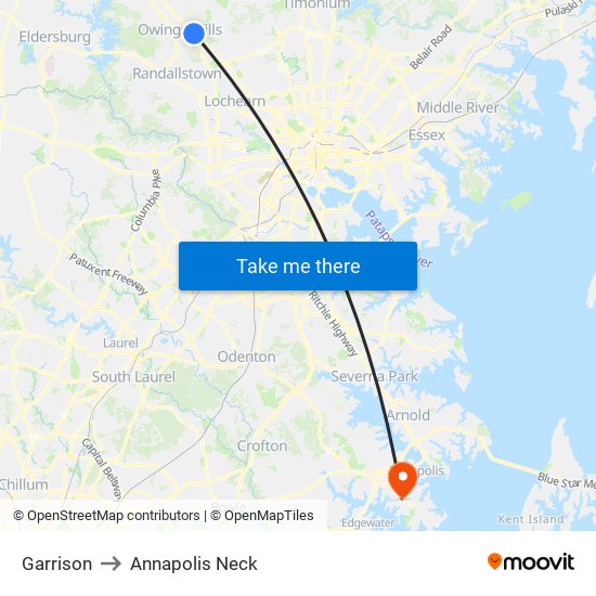 Garrison to Annapolis Neck map