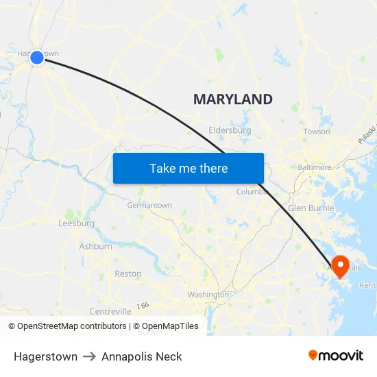Hagerstown to Annapolis Neck map