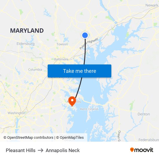 Pleasant Hills to Annapolis Neck map