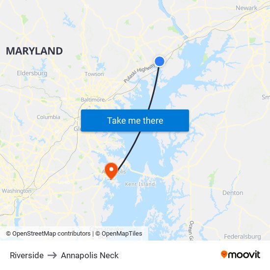 Riverside to Annapolis Neck map