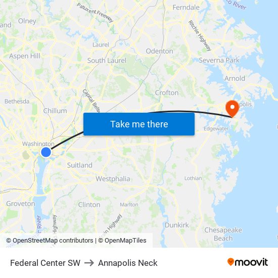 Federal Center SW to Annapolis Neck map