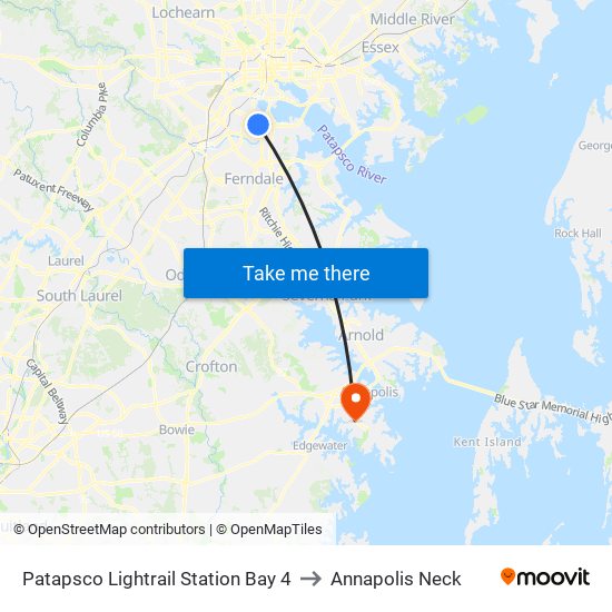 Patapsco Lightrail Station Bay 4 to Annapolis Neck map