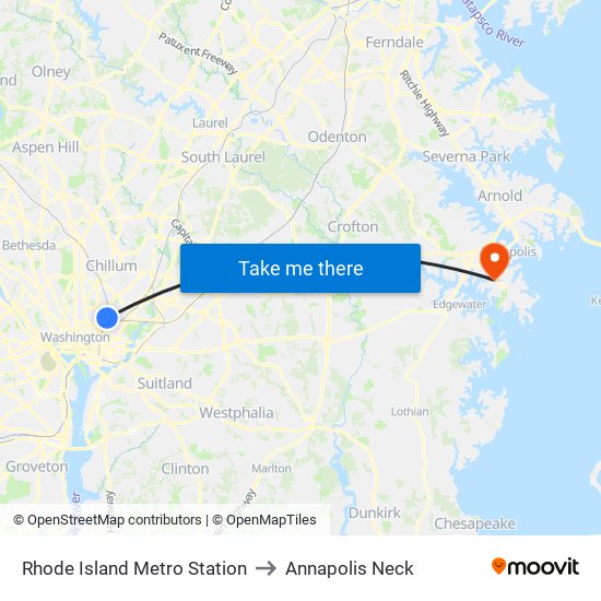 Rhode Island Metro Station to Annapolis Neck map