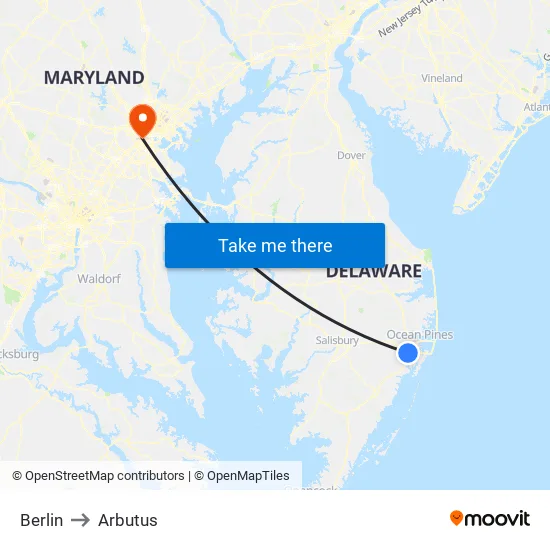Berlin to Arbutus map