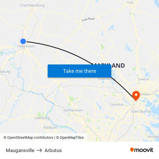 Maugansville to Arbutus map