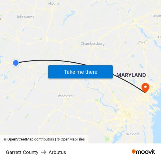 Garrett County to Arbutus map