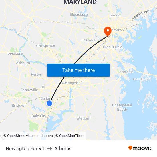 Newington Forest to Arbutus map