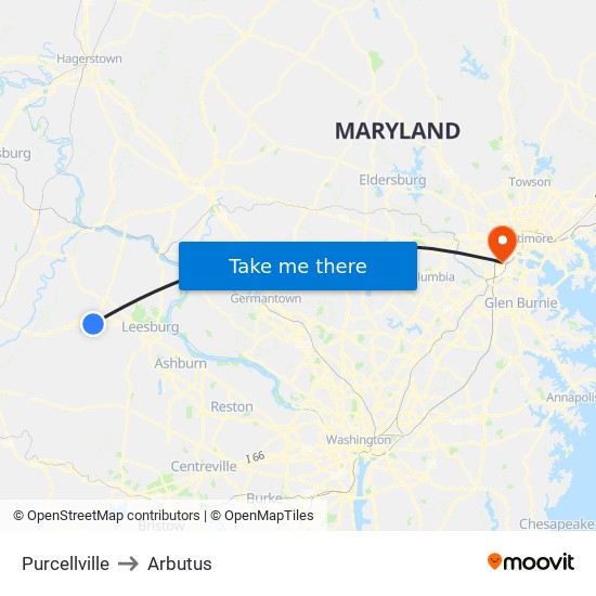 Purcellville to Arbutus map