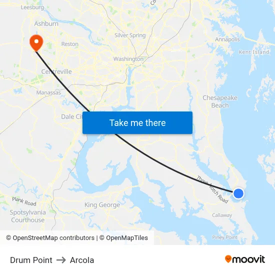 Drum Point to Arcola map