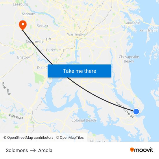 Solomons to Arcola map