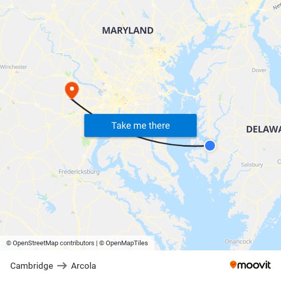 Cambridge to Arcola map