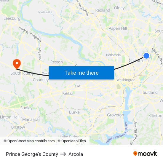 Prince George's County to Arcola map