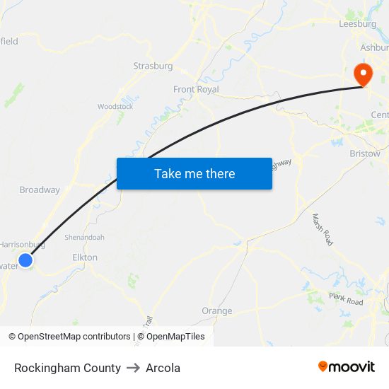 Rockingham County to Arcola map