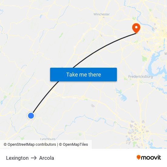 Lexington to Arcola map