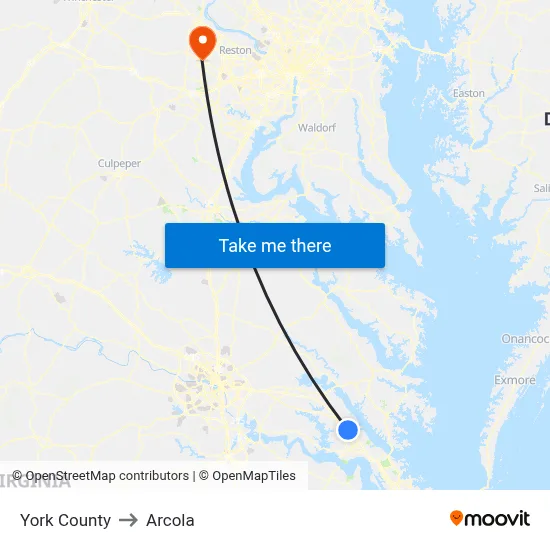 York County to Arcola map