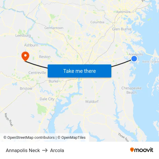 Annapolis Neck to Arcola map